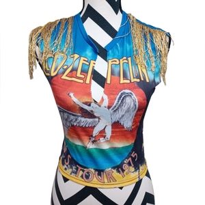 Led Zeppelin US Tour 1979 Angel Graphic Print Tassel Sleeveless T-Shirt